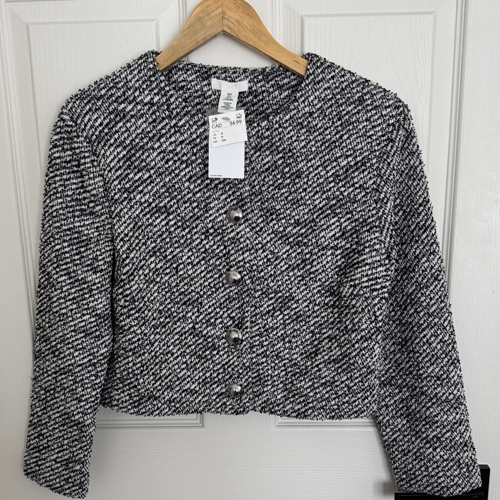 H&M Chic Black and White Tweed Jacket